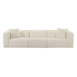 Tarra Fluffy Oversized Cream Corduroy Modular Sofa - UK