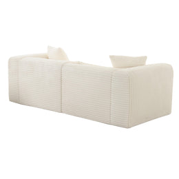 Tarra Fluffy Oversized Cream Corduroy Modular Loveseat - UK
