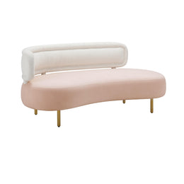 Tischa Cream Boucle & Blush Velvet Sofa