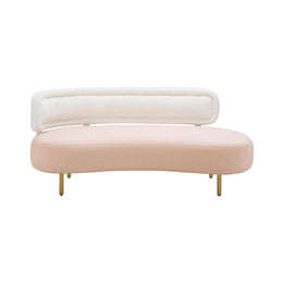 Tischa Cream Boucle & Blush Velvet Sofa
