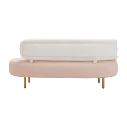Tischa Cream Boucle & Blush Velvet Sofa