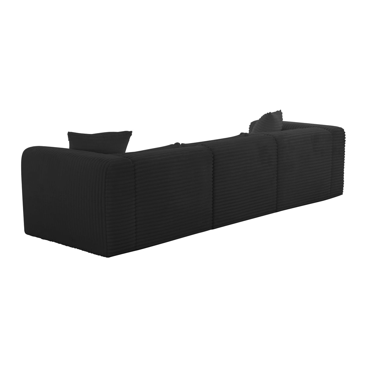 Tarra Fluffy Oversized Black Corduroy Modular Sofa