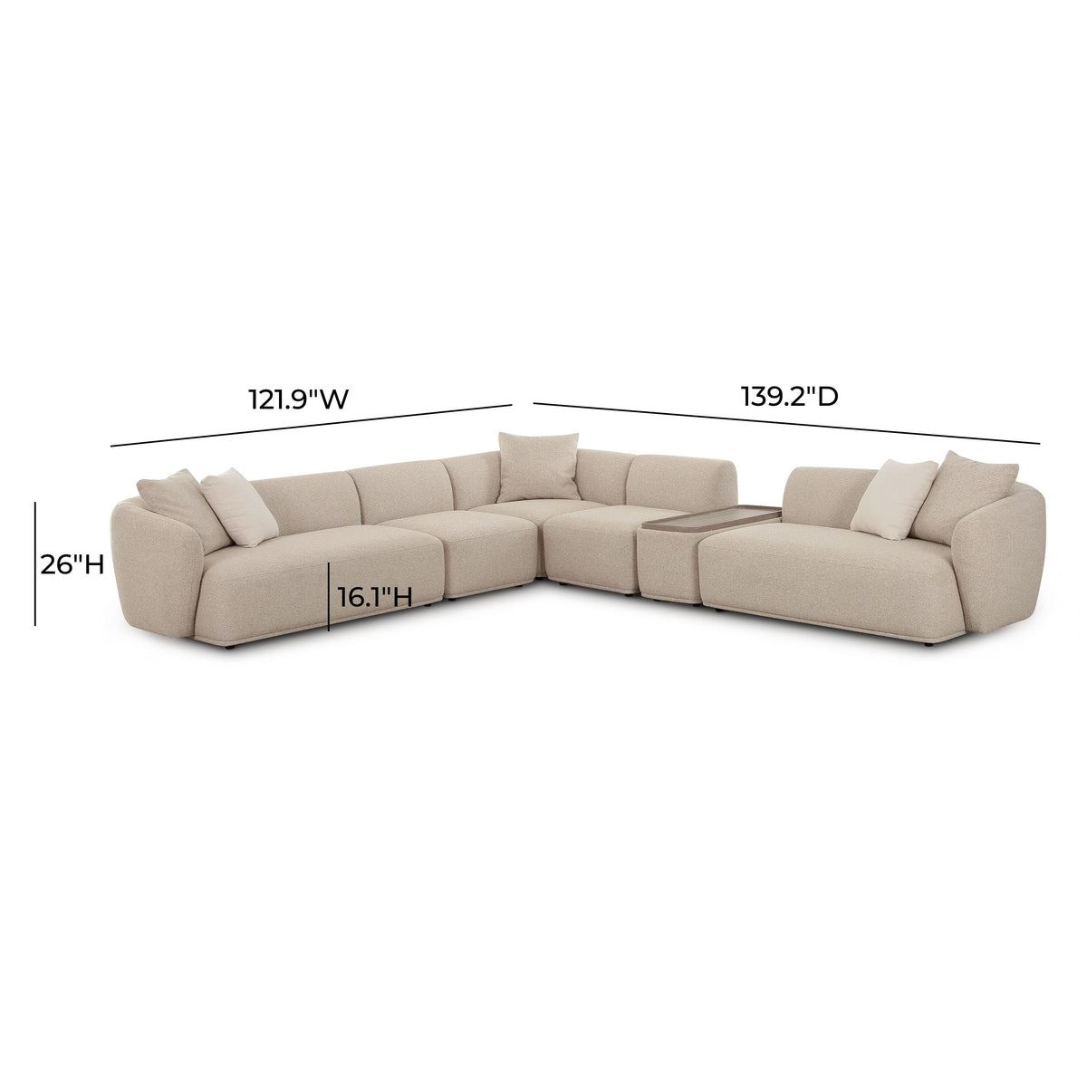 Sylvie Cream Boucle 6-Piece Large Sectional