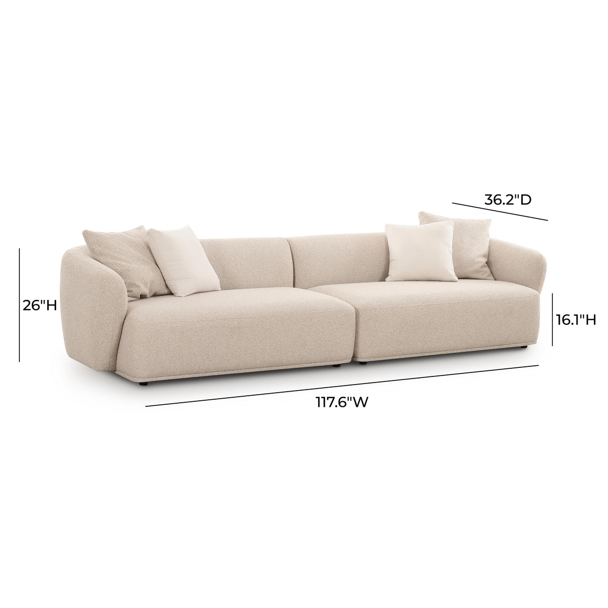 Sylvie Cream Boucle 4-Seater Sofa