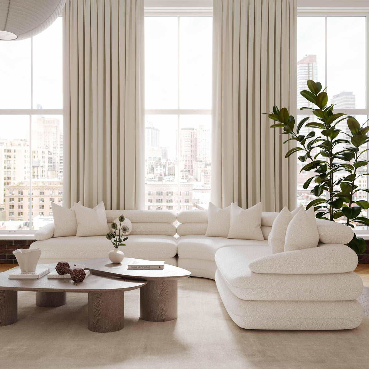 Lulu Cream Boucle Modular Curved Sectional