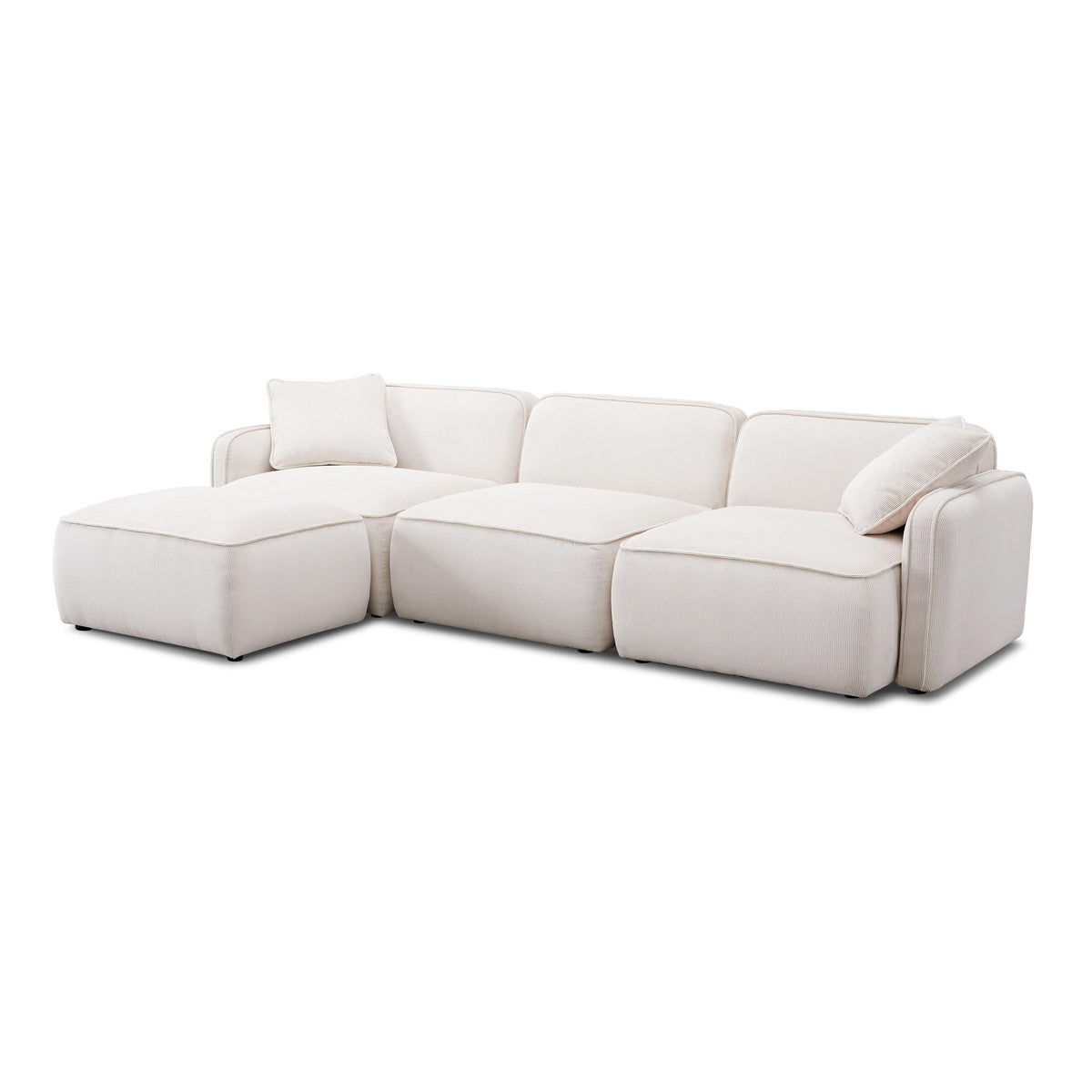 Travie White Sand Performance Corduroy Velvet 4-Piece Modular Sectional
