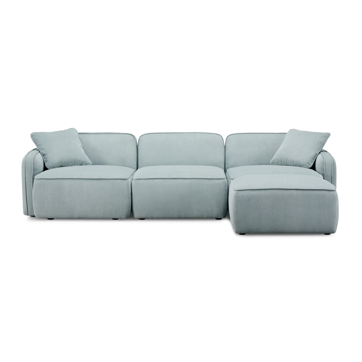 Travie Sea Foam Performance Corduroy Velvet 4-Piece Modular Sectional