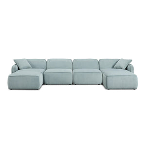 Travie Sea Foam Performance Corduroy Velvet 6-Piece Modular U-Sectional