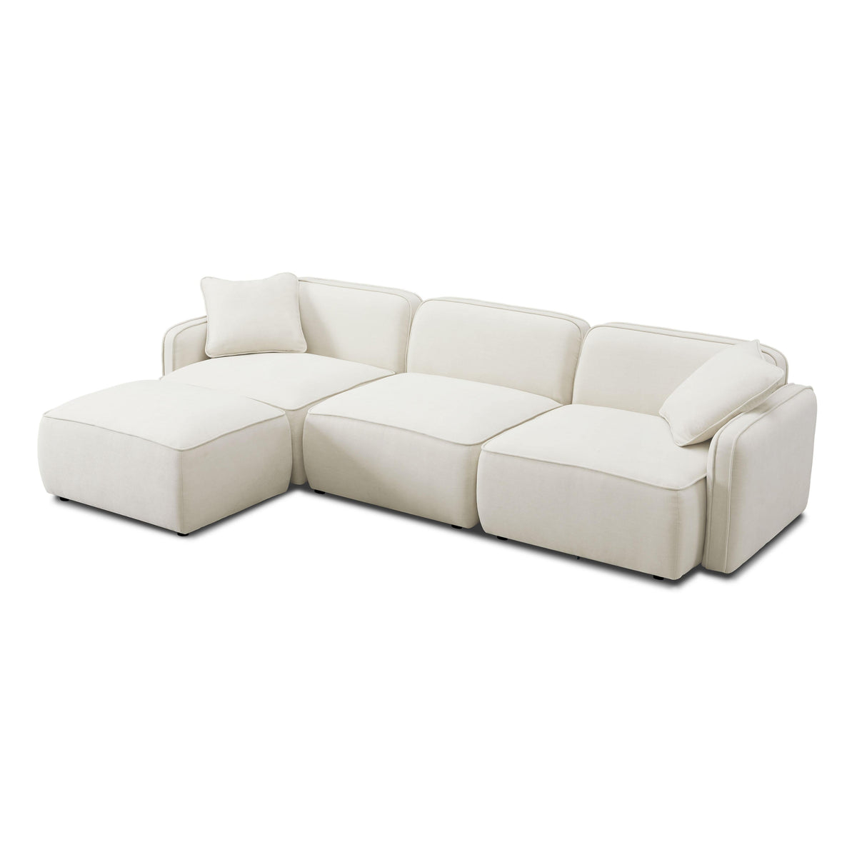 Travie Sand Upcycled Linen 4-Piece Modular Sectional