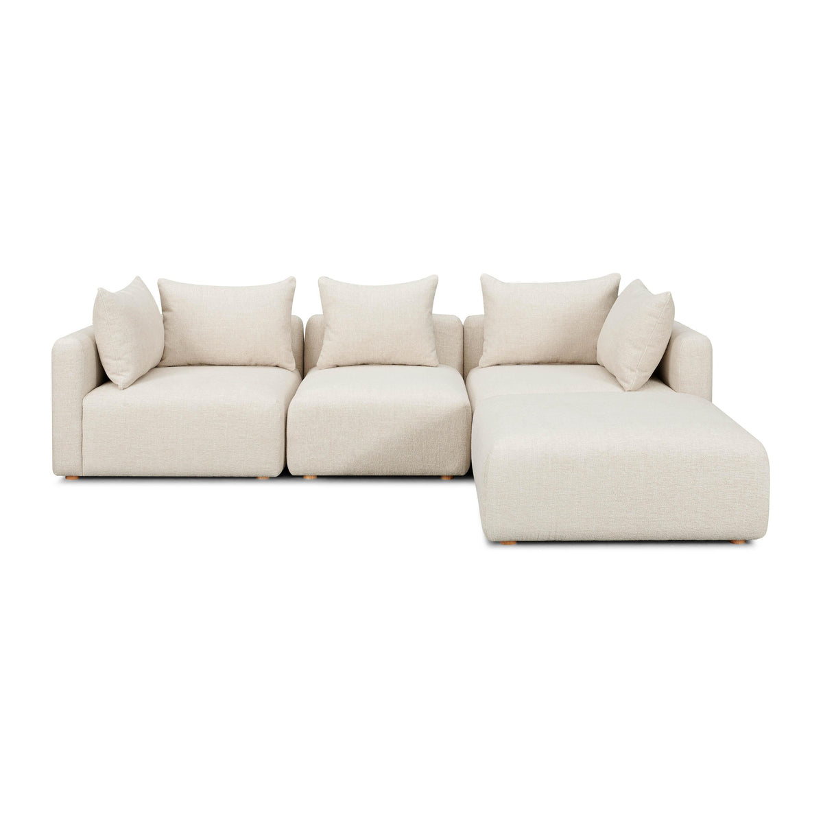 Hangover Cream Heavy Textured Fabric 4-Piece Modular Sectional