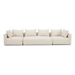 Hangover Cream Heavy Textured Fabric 145" Long Sofa