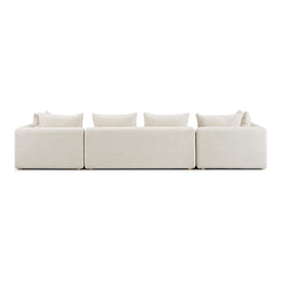 Hangover Cream Heavy Textured Fabric 145" Long Sofa
