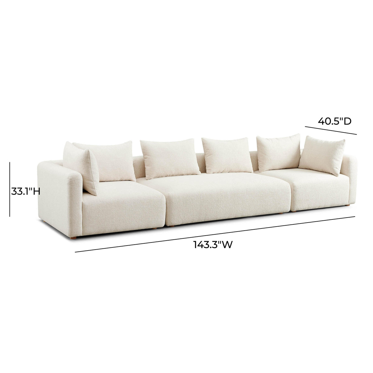 Hangover Cream Heavy Textured Fabric 145" Long Sofa