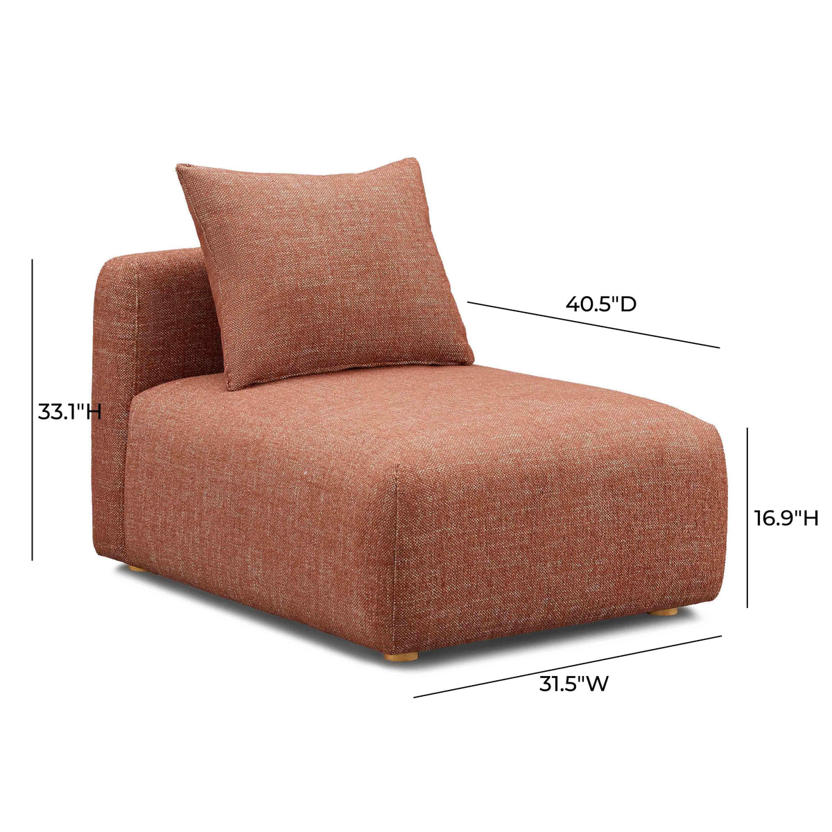 Hangover Sedona Red Textured Fabric Modular Armless Chair