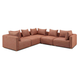 Hangover Sedona Red Textured Fabric 5-Piece Modular L-Sectional