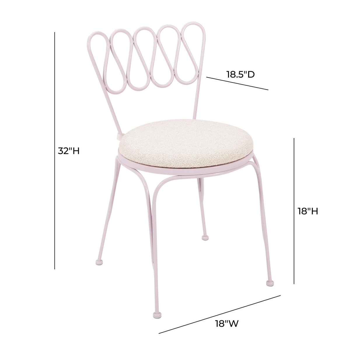 Erica Pink Wrought Iron Outdoor Chair