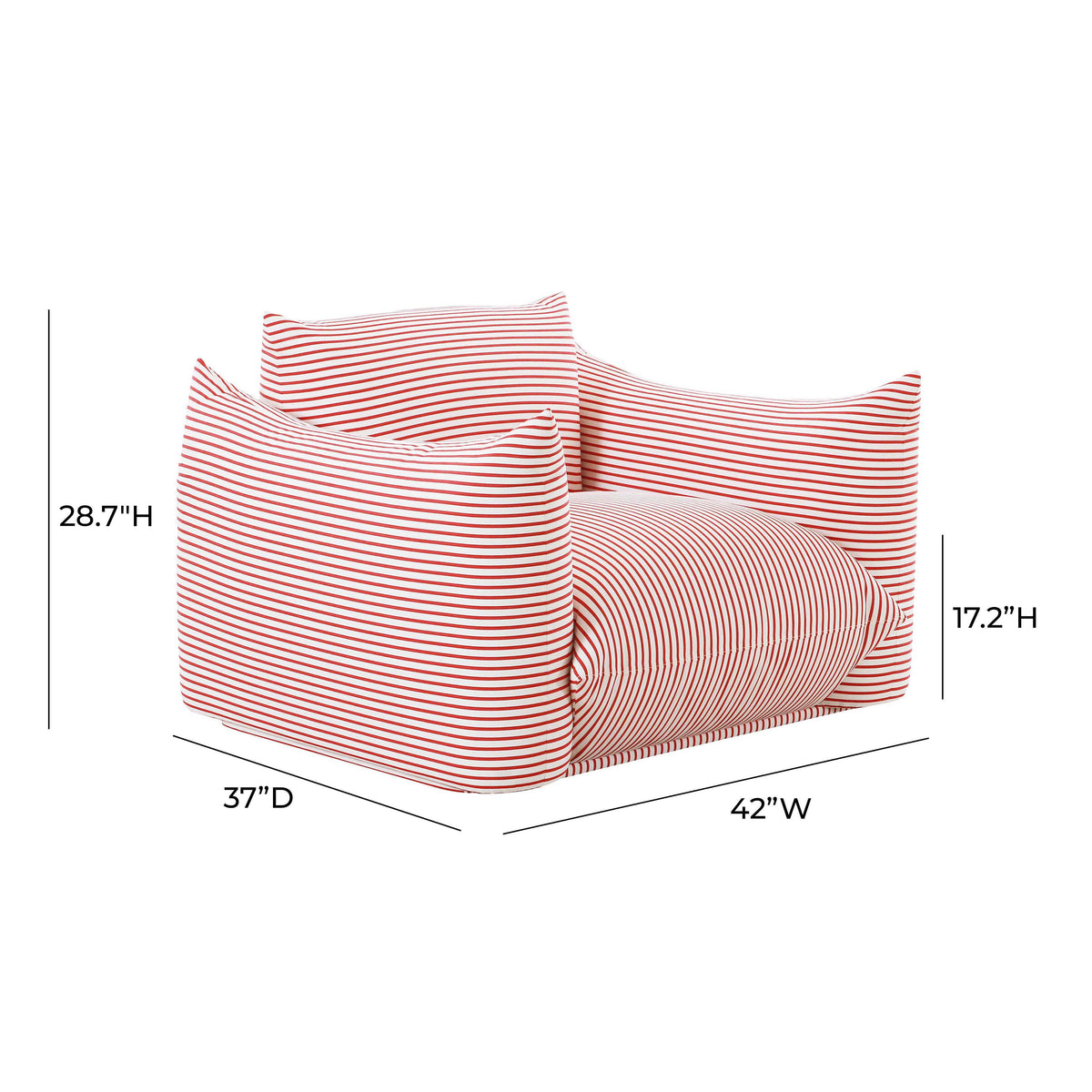 Saint Tropez Pearl and Red Striped Stuffed Outdoor Armchair - UK