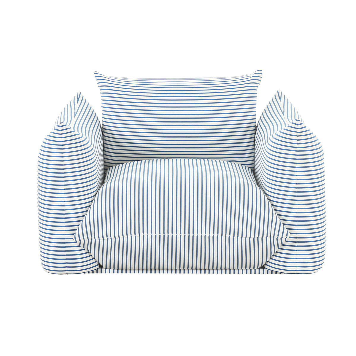 Saint Tropez Pearl and Blue Striped Stuffed Outdoor Armchair - UK