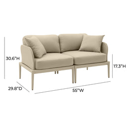 Kapri Taupe Modular Outdoor Loveseat