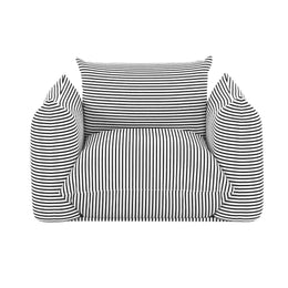 Saint Tropez Pearl and Black Striped Stuffed Outdoor Armchair