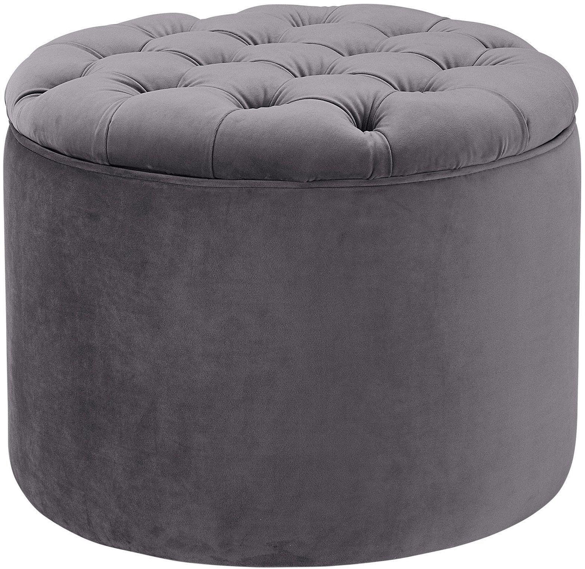 Queen Grey Velvet Storage Ottoman - UK