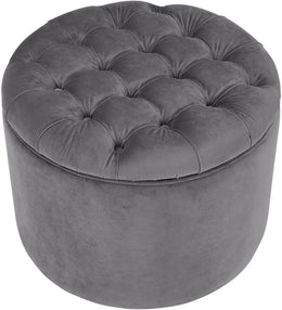 Queen Grey Velvet Storage Ottoman - UK