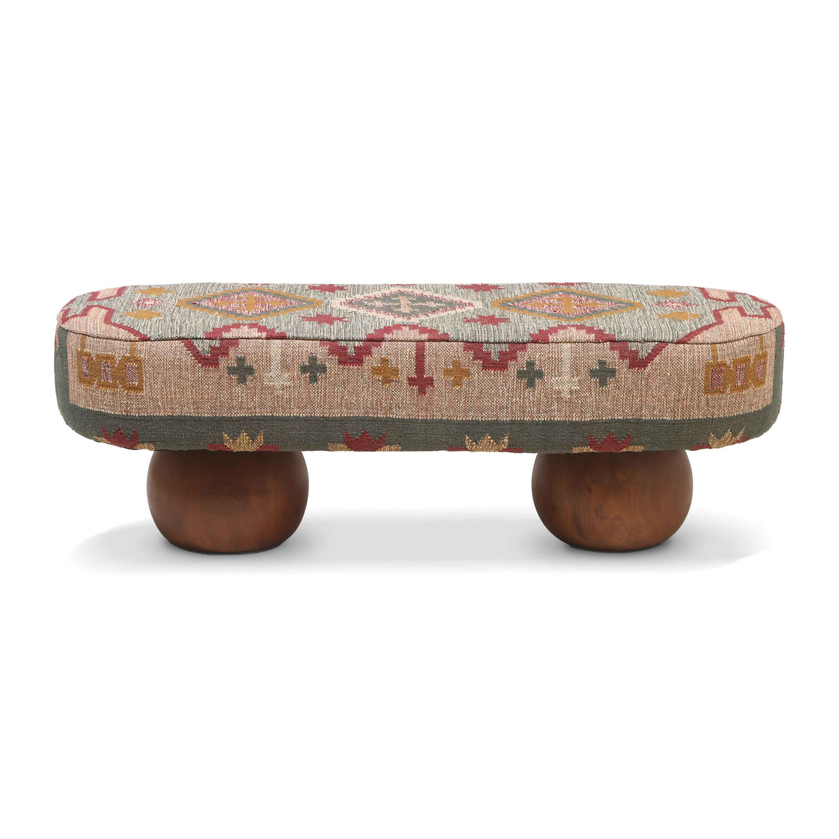 Rizi Textured Wool Upholstered Bench