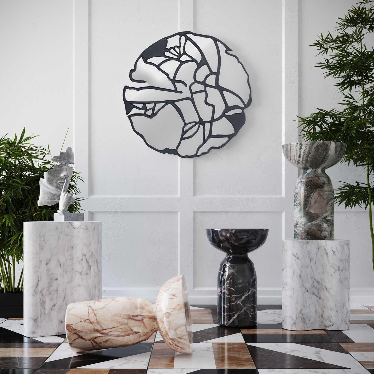 Slab Marble Tall Side Table - UK
