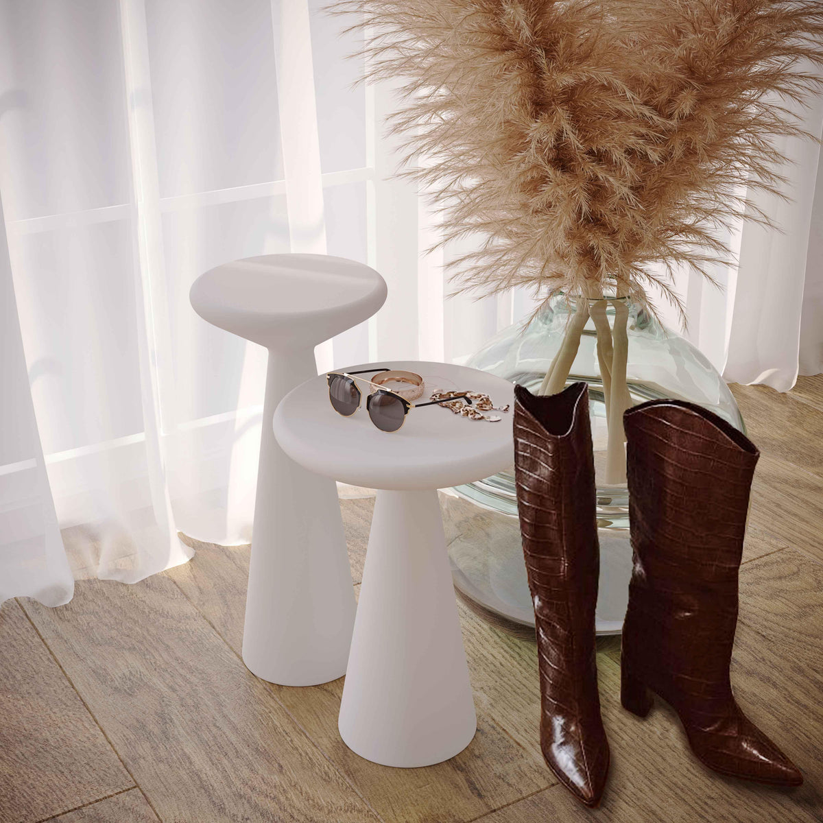 Gianna Concrete Accent Tables - Set of 2 - UK