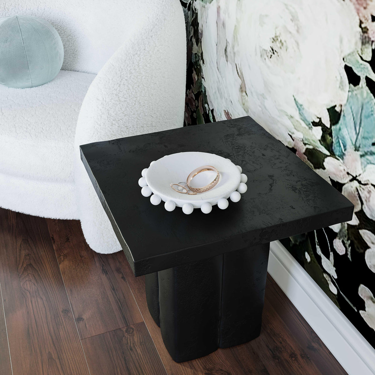 Kayla Black Concrete Side Table - UK