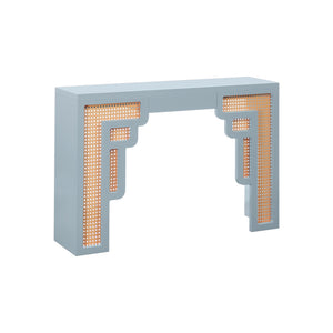 Suzie Pastel Blue & Rattan Console Table - UK