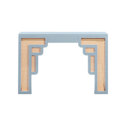 Suzie Pastel Blue & Rattan Console Table - UK