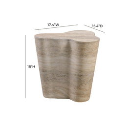 Slab Faux Travertine Short Side Table - UK