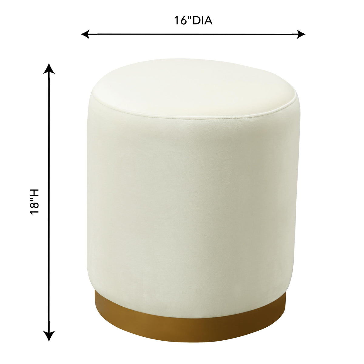 Opal Cream Velvet Ottoman with Gold Base - UK