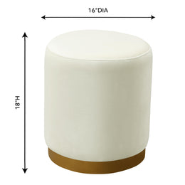 Opal Cream Velvet Ottoman with Gold Base