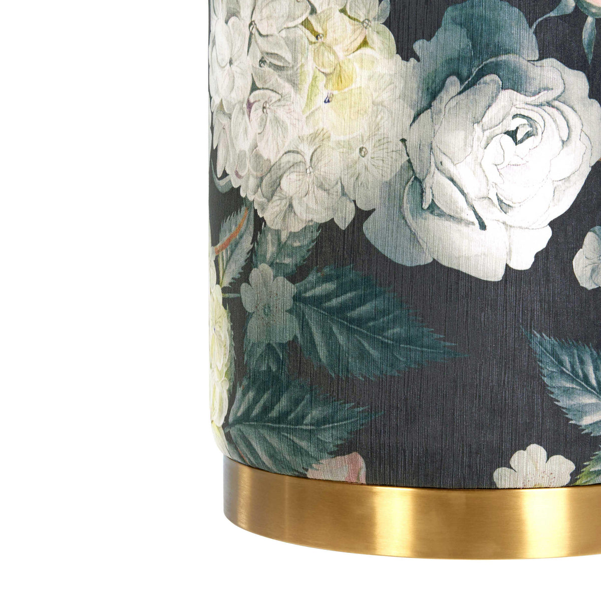 Opal Floral Velvet Ottoman with Gold Base - UK