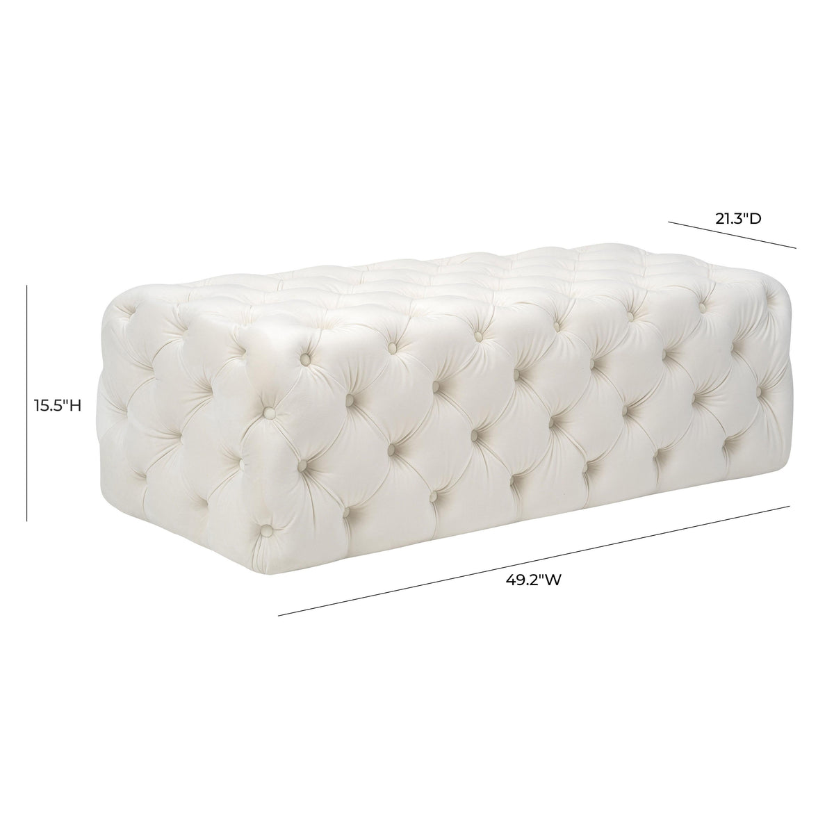 Kaylee Cream Velvet Ottoman