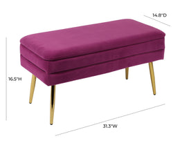 Ziva Plum Velvet Storage Bench