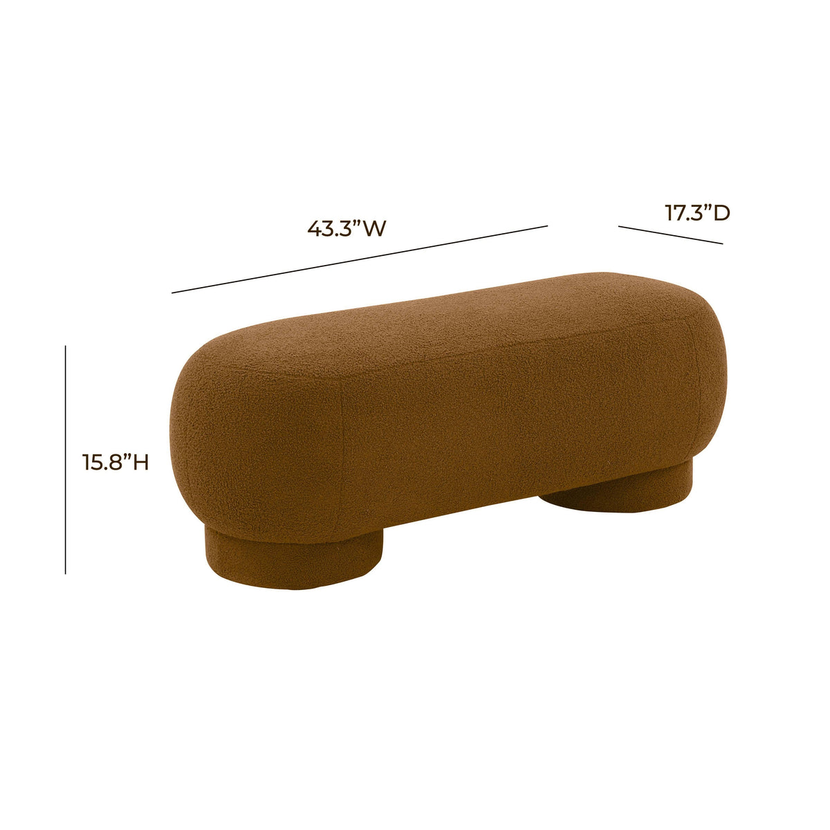 Mara Cinnamon Brown Vegan Shearling Ottoman