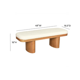 Ollie White Boucle Wooden Bench - UK