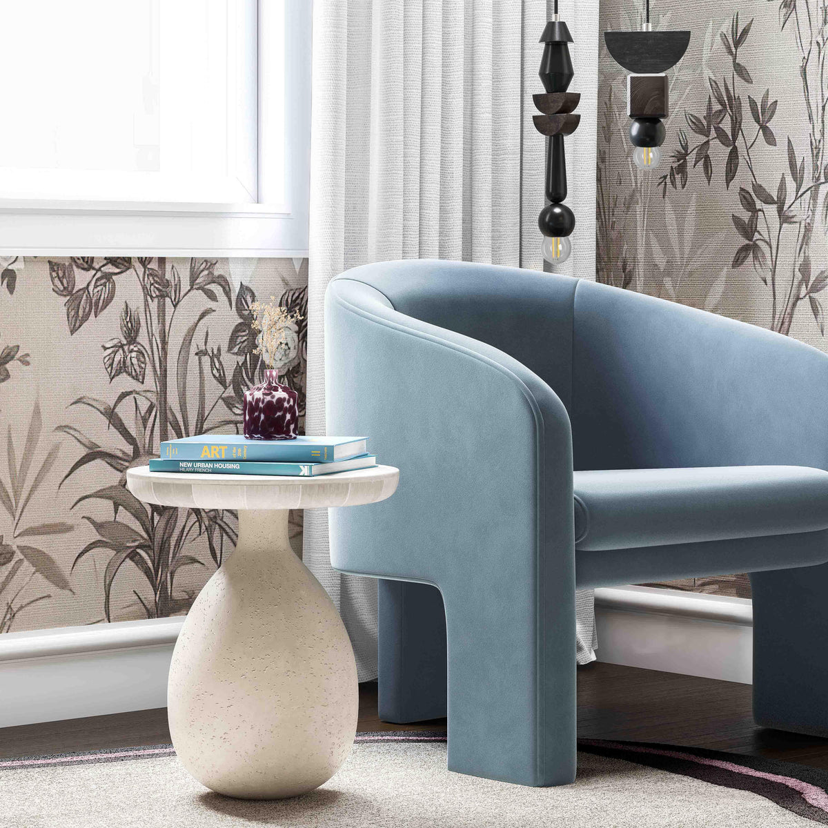 Gina Cream Travertine Side Table - UK