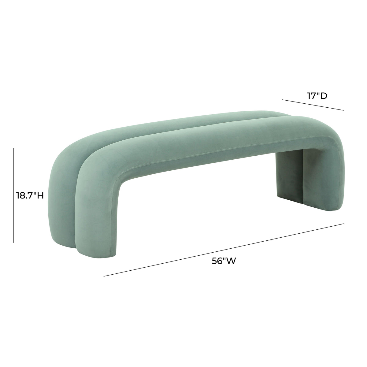 Leigh Green Velvet Channeled Bench