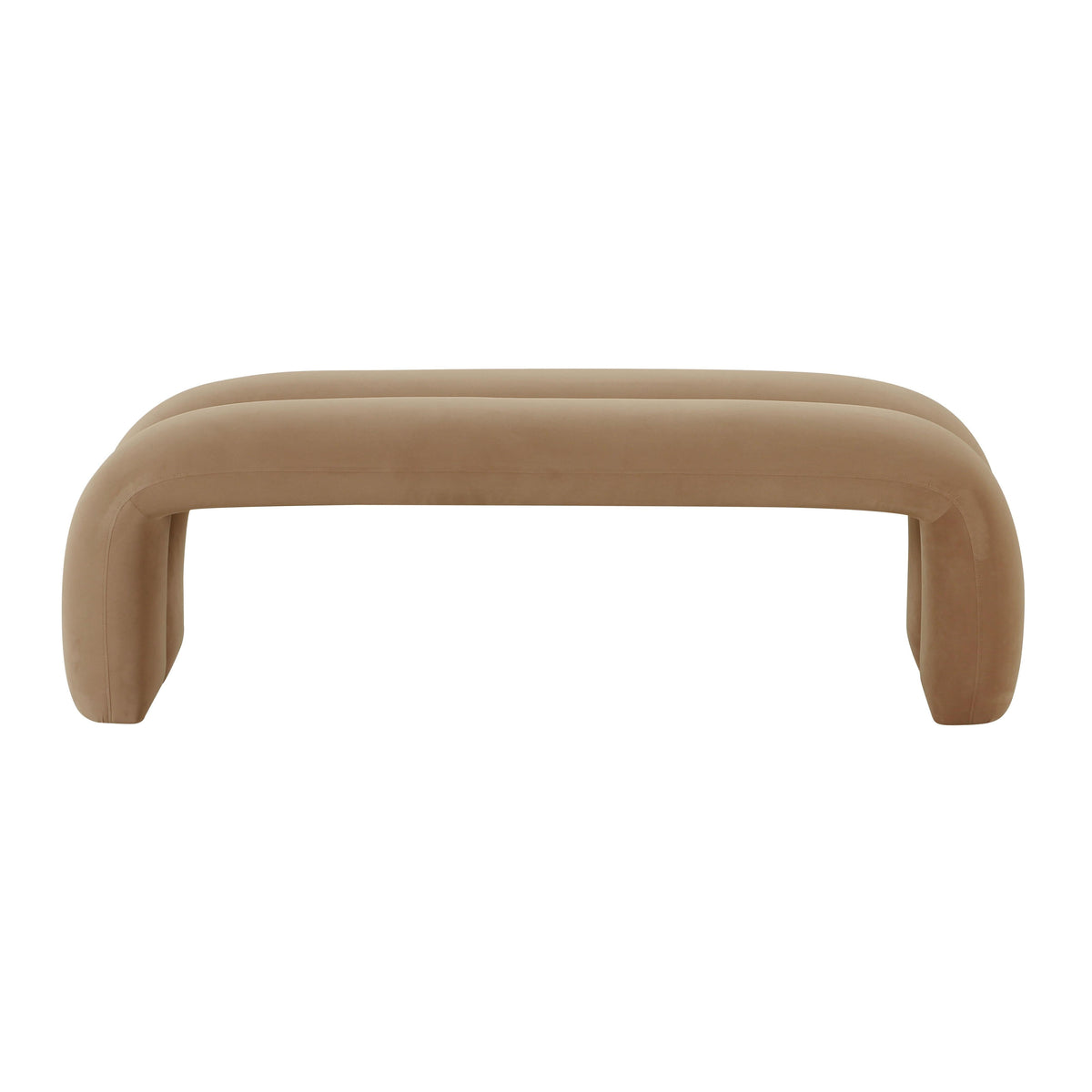 Leigh Taupe Velvet Channeled Bench - UK