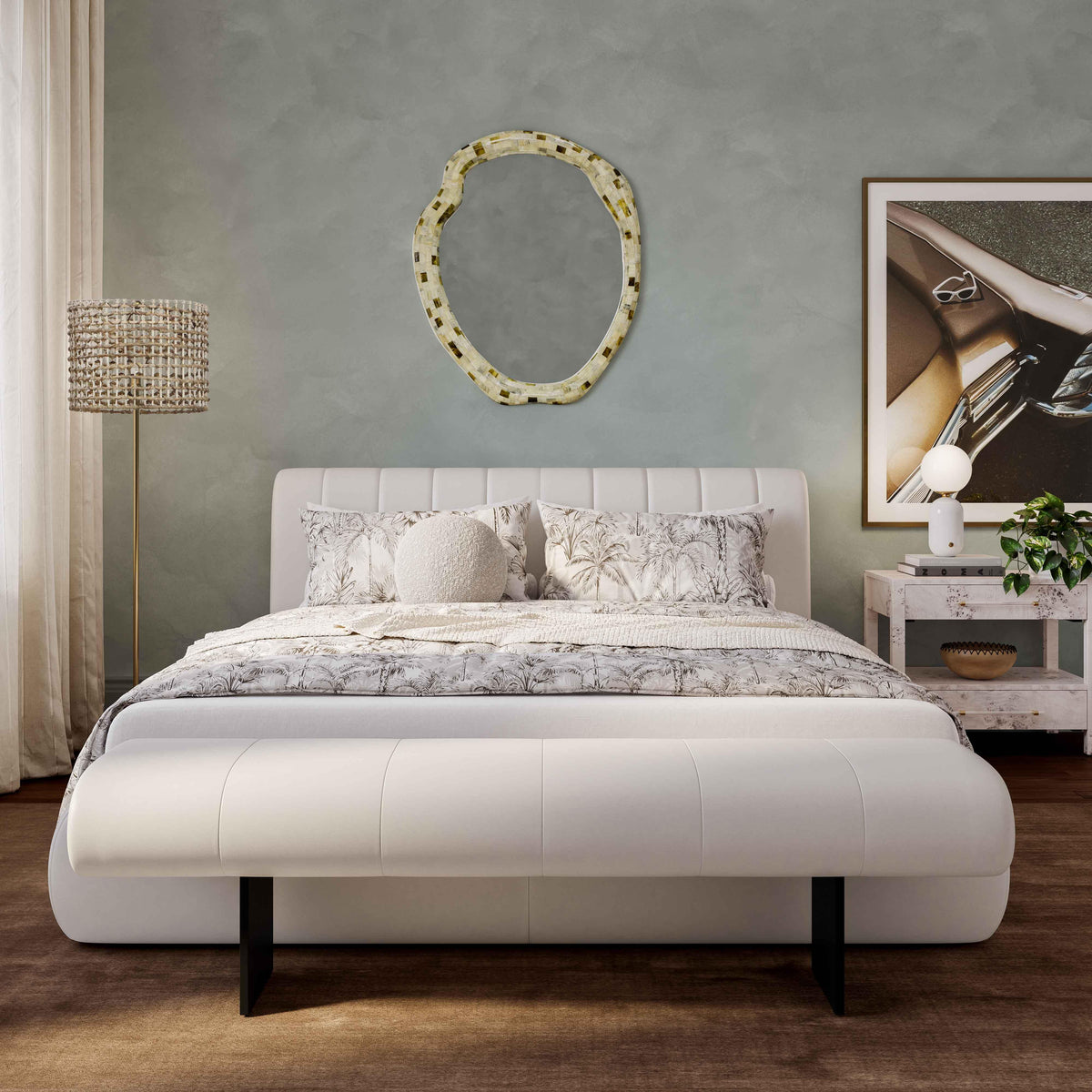 Karol Cream Performance Vegan Leather Bench - UK