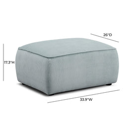 Travie Sea Foam Performance Corduroy Velvet Ottoman