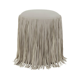 Shag Me Grey Performance Vegan Leather Ottoman