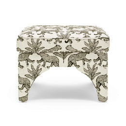 Raji Cream Leopard Jacquard Ottoman