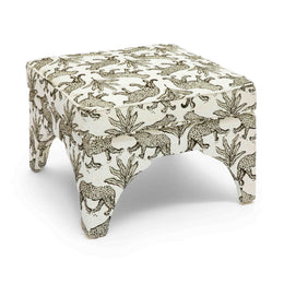 Raji Cream Leopard Jacquard Ottoman