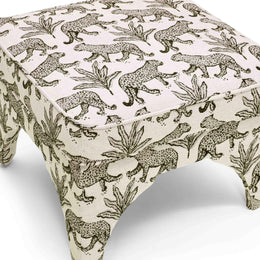 Raji Cream Leopard Jacquard Ottoman