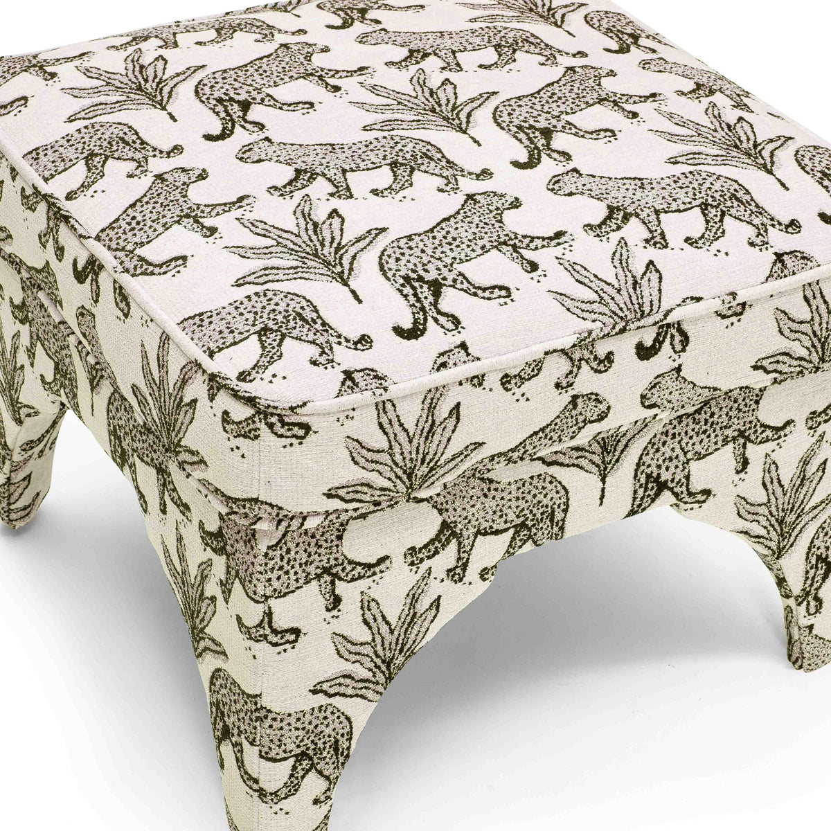 Raji Cream Leopard Jacquard Ottoman